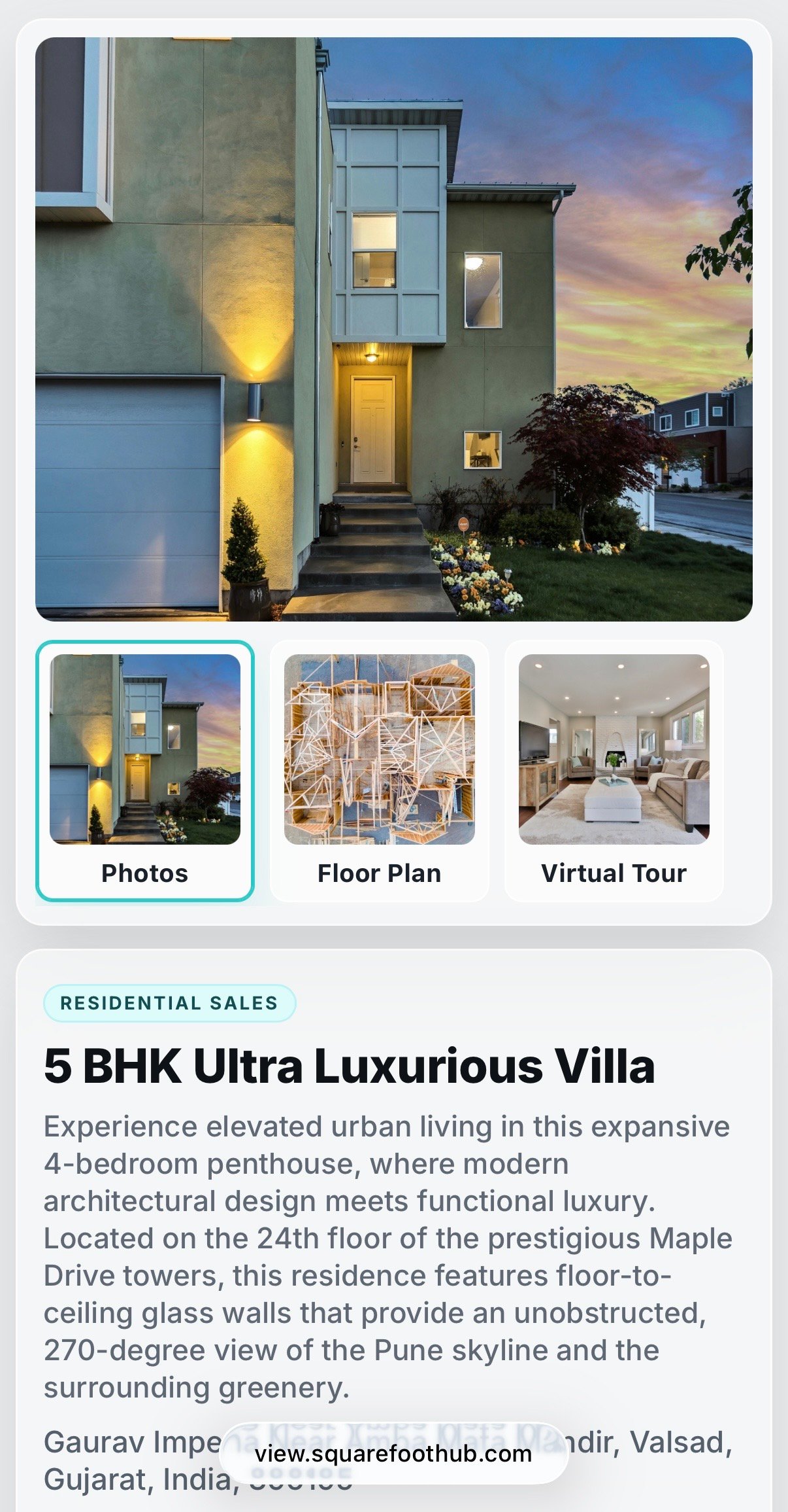 SquarefootHub app mockup